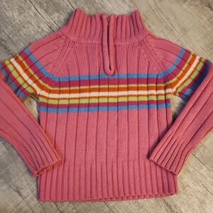 Blue Heart Striped Pink Sweater for Kids